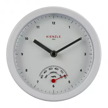 KIENZLE mini relógio de casa de banho (14980) - branco, analógico, quartzo, a pilhas, montagem com ventosa, resistente a salpicos