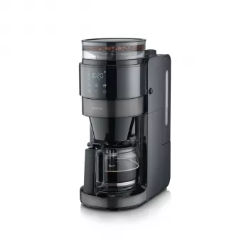 Máquina de café de filtro SEVERIN KA 4830 com moinho e jarro de vidro, 10 chávenas, 1000 W, preta/aço inoxidável