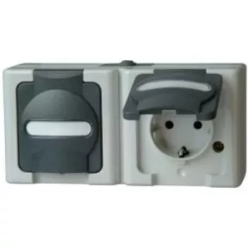 HEINRICH KOPP BLUE ELECTRIC Combinação de sobrepor interruptor e tomada Schuko, cinzento (131256002)