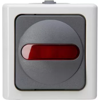 Heinrich Kopp 561656007 Interruptor de botão, cinzento/branco, termoplástico, IP44, 10A, 250V