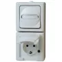HEINRICH KOPP combinação de interruptor vertical/tomada Schuko de superfície para locais húmidos IP44 branco ártico (130802000)