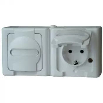HEINRICH KOPP BLUE ELECTRIC combinação de superfície de interruptor e tomada Schuko, IP44, branco ártico, 250V, 16A (131202003)