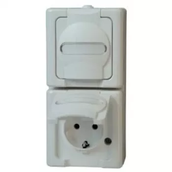 HEINRICH KOPP BLUE ELECTRIC Tomada dupla de sobrepor IP44 branco ártico 2 tomadas vertical (131402009)