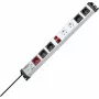 Heinrich Kopp POWERversal Régua de tomadas com 7 tomadas AC, tipo F, IP20, 3600 W, preto/cinzento/vermelho/branco, cabo de 1,4 m