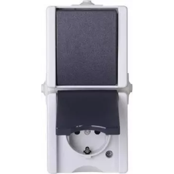 Heinrich Kopp Combinação vertical interruptor/tomada Schuko superfície espaços húmidos proAQA cinzento