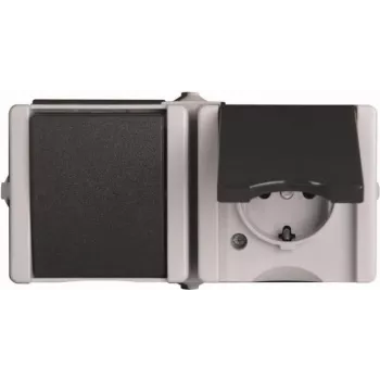 HEINRICH KOPP proAQA Combinação interruptor/tomada de superfície horizontal cinzento IP44