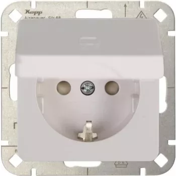 Heinrich Kopp HK02 Tomada Schuko com proteção reforçada contra contacto, branco puro (RAL 9010), de encastrar