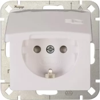 Heinrich Kopp HK05 Tomada Schuko com proteção reforçada contra contacto, branco puro (RAL 9010), de encastrar, 16A 250V
