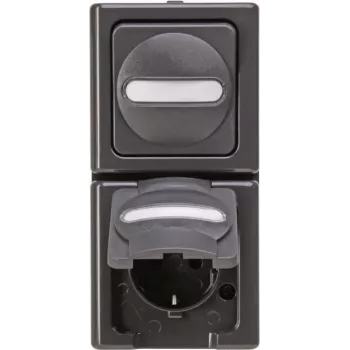 Heinrich Kopp BlueElectric Combinação de tomadas de superfície antracite brilhante IP44