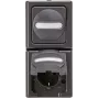 Heinrich Kopp BlueElectric Combinação de tomadas de superfície antracite brilhante IP44