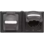 Heinrich Kopp BlueElectric tomada dupla de superfície IP44 antracite brilhante horizontal com tampa articulada