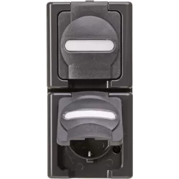Tomada de parede Heinrich Kopp BlueElectric 2 tomadas com tampa basculante IP44 antracite brilhante