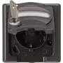 Tomada de parede Heinrich Kopp BlueElectric 1 tomada antracite brilhante IP44 com tampa basculante e proteção para crianças horizontal