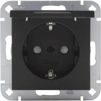 Heinrich Kopp tomada SCHUKO com tampa articulada, preto mate, função de carregamento USB, IP44