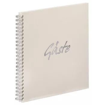 PAGNA Livro de visitas com encadernação em espiral, quadrado, em branco, cor creme, capa dura, 40 páginas