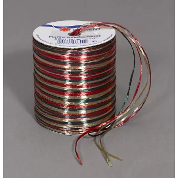 C.E. Pattberg Fita de presente Rafia brilhante vermelho/castanho/verde 3,0 mm x 50,0 m