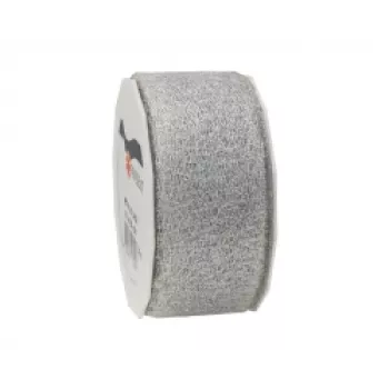C.E. Pattberg Fita de presente Metallic Lace brilhante prateado 40 mm x 20 m