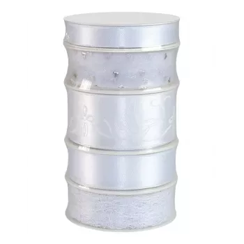 C.E. Pattberg Wedding Gift Ribbon Set cetim branco 15/25/40 mm x 5 rolos x 3 m