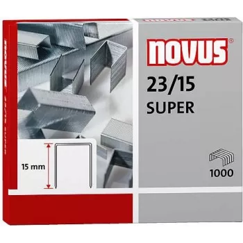 Novus Dahle Novus 23/15 SUPER Pack de agrafos - 1,5 cm - 1000 agrafos - aço - aço inoxidável