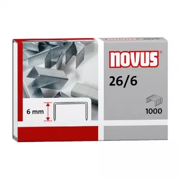 Novus Dahle Novus 26/6 Pack de agrafos - 6 mm - 1000 agrafos - aço galvanizado - prateado