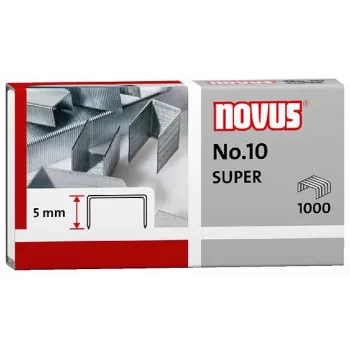 Novus Dahle No.10 SUPER Agrafos - 5 mm comprimento da perna - aço inoxidável - 1000 agrafos - capacidade 20 folhas