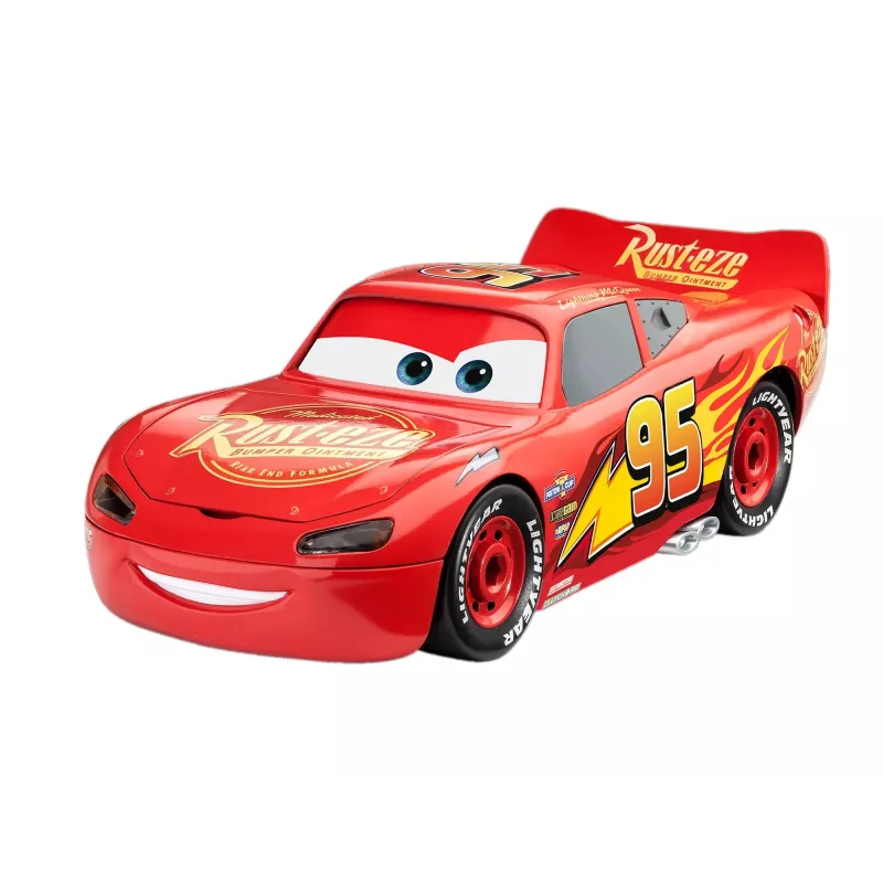 Revell Build & Play Disney Pixar Cars Veículo Lightning McQueen com luz e som, escala 1:20, kit de montagem por encaixe