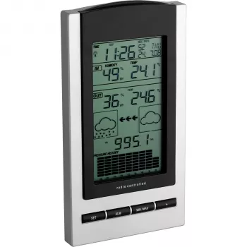 TFA Gaia Estação meteorológica com rádio, LCD a cores, 433 MHz, controlada por rádio DCF-77, preta
