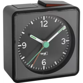TFA Dostmann 60.1013.01 Despertador eletrónico Push - Analógico, preto, movimento silencioso, soneca, retroiluminação