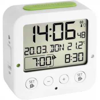 TFA Bingo Despertador digital com rádio e temperatura branco