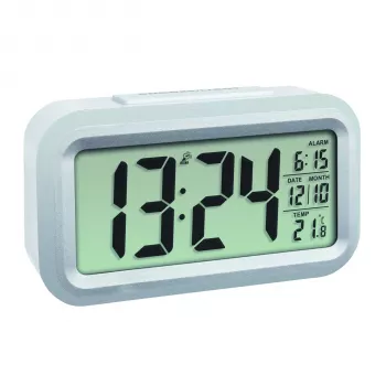 TFA Despertador com rádio 60.2553.02 Despertador digital prateado/branco