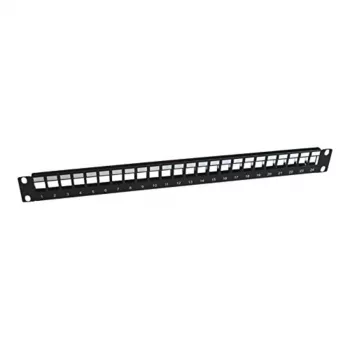 Painel de ligação Panasonic 3SR-PATCH-24P de 24 portas (tipo Keystone) incl. 24 tomadas Keystone RJ45 Cat.6 UTP - preto