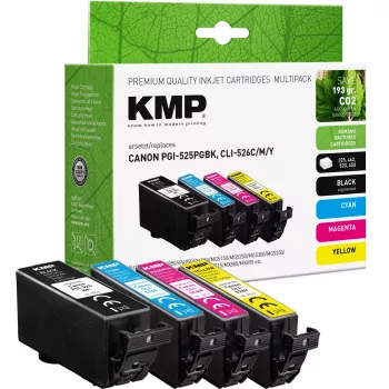 Conjunto de tinteiros compatíveis KMP pack de 4 preto ciano magenta amarelo para Canon PGI-525/CLI-526
