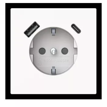 Busch-Jaeger SCHUKO / USB-A+C tomada Safety+ 20 EUCB2USBAC-44G Studio White