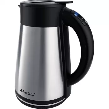 Steba WK 31 Chaleira elétrica sem fios com jarro térmico, 1,7 L, 2200 W, prateado/preto