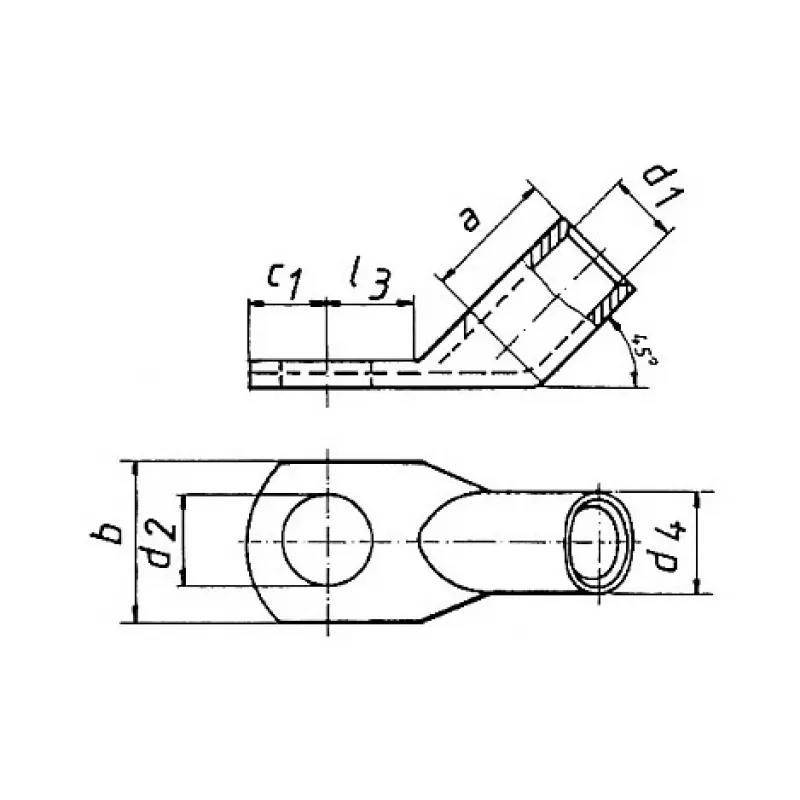 Klauke 47R1245 Terminal tubular 45° 70 mm² M12 E-Cu estanhado por galvanoplastia