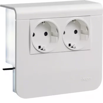 HAGER suporte de aparelhos com tomada dupla 20x55mm branco tráfego (SL200559009016)