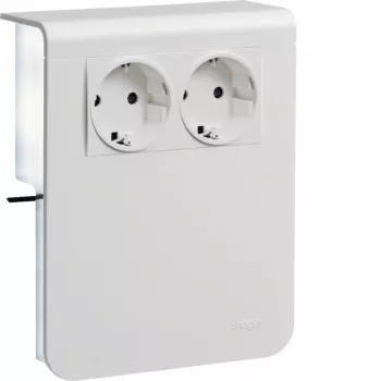 HAGER suporte de aparelhos SL201159009016 tomada dupla 20x115mm branco tráfego (RAL 9016)