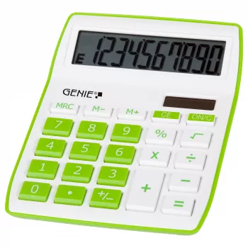Genie 840 G Calculadora de secretária - 10 dígitos - ecrã inclinável - solar e pilha - verde/branco