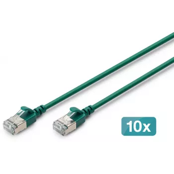 Cabo de patch slim DIGITUS CAT 6A F-FTP, cobre, LSZH, 0,5 m, cinzento