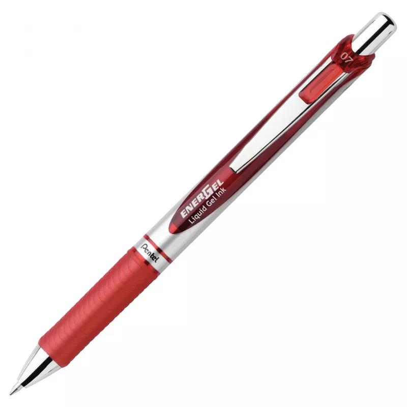 Caneta de gel retrátil Pentel EnerGel - preto - azul - verde - vermelho - multicolor - prateado - plástico - borracha - largo - redondo