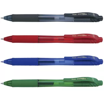 Caneta roller de gel Pentel EnerGel BL107-4, sortidas, 0,35 mm, ponta de agulha, pack de 4