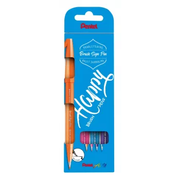Conjunto de canetas pincel Pentel Sign Pen, 4 cores, preto, vermelho, azul, verde