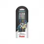 Conjunto de canetas de gel metálicas Pentel Dual, 4 canetas (preto, azul, dourado, prateado) - 0,5 mm - blister