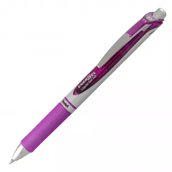 Conjunto de canetas roller de gel líquida Pentel EnerGel BL77-4COL, 4 canetas (laranja, rosa, azul-claro, violeta), 0,7 mm