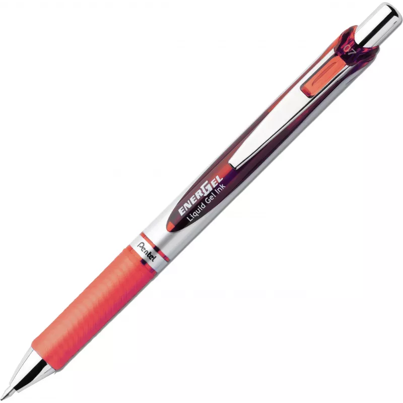 Conjunto de canetas roller de gel líquida Pentel EnerGel BL77-4COL, 4 canetas (laranja, rosa, azul-claro, violeta), 0,7 mm