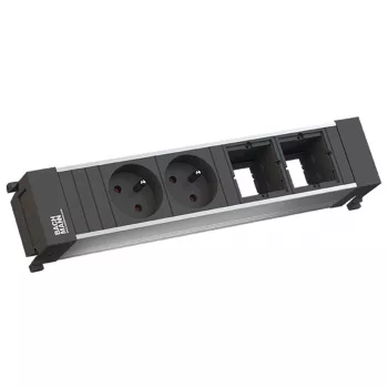 Bachmann Power Frame 916.047 régua de tomadas de mesa 2x Type E (FR/UTE) prateado