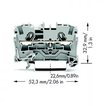 WAGO 2004-1201 borne de passagem, 2 condutores, 800 V, 32 A, cinzento, 6,2 mm de largura, CAGE CLAMP