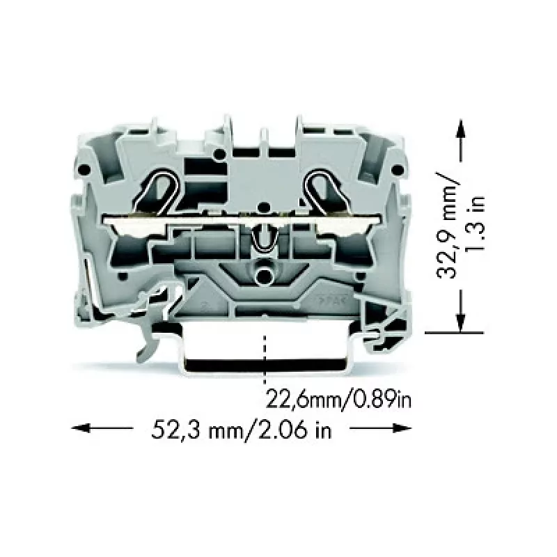 WAGO 2004-1201 borne de passagem, 2 condutores, 800 V, 32 A, cinzento, 6,2 mm de largura, CAGE CLAMP