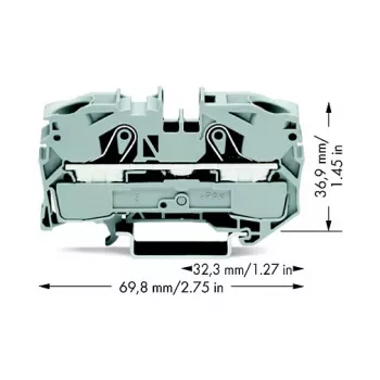WAGO 2016-1201 borne de passagem, 16 mm², 800 V, cinzento, Push-in CAGE CLAMP