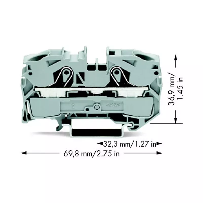 WAGO 2016-1201 borne de passagem, 16 mm², 800 V, cinzento, Push-in CAGE CLAMP